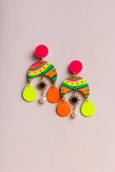 Yellow Solar clips leather  earrings
